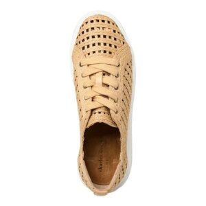 Sz 8 Woven Tan Raffia Neutral Lace-Up Platform Sneaker Charles by Charles David
